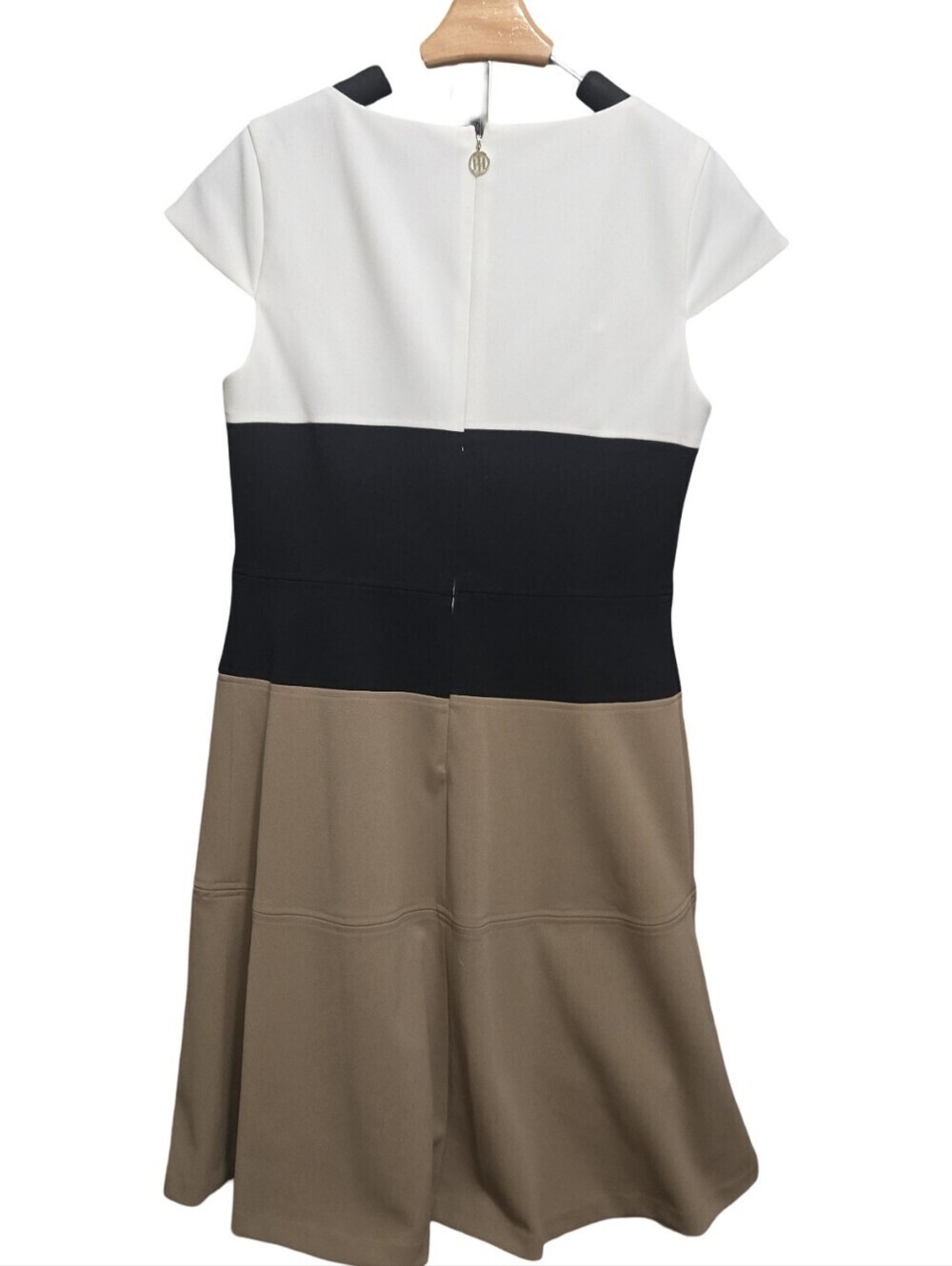 Tommy Hilfiger Colorblock Cap-Sleeve Midi Dress. Business, Layering, Assymetric - Picture 3 of 7